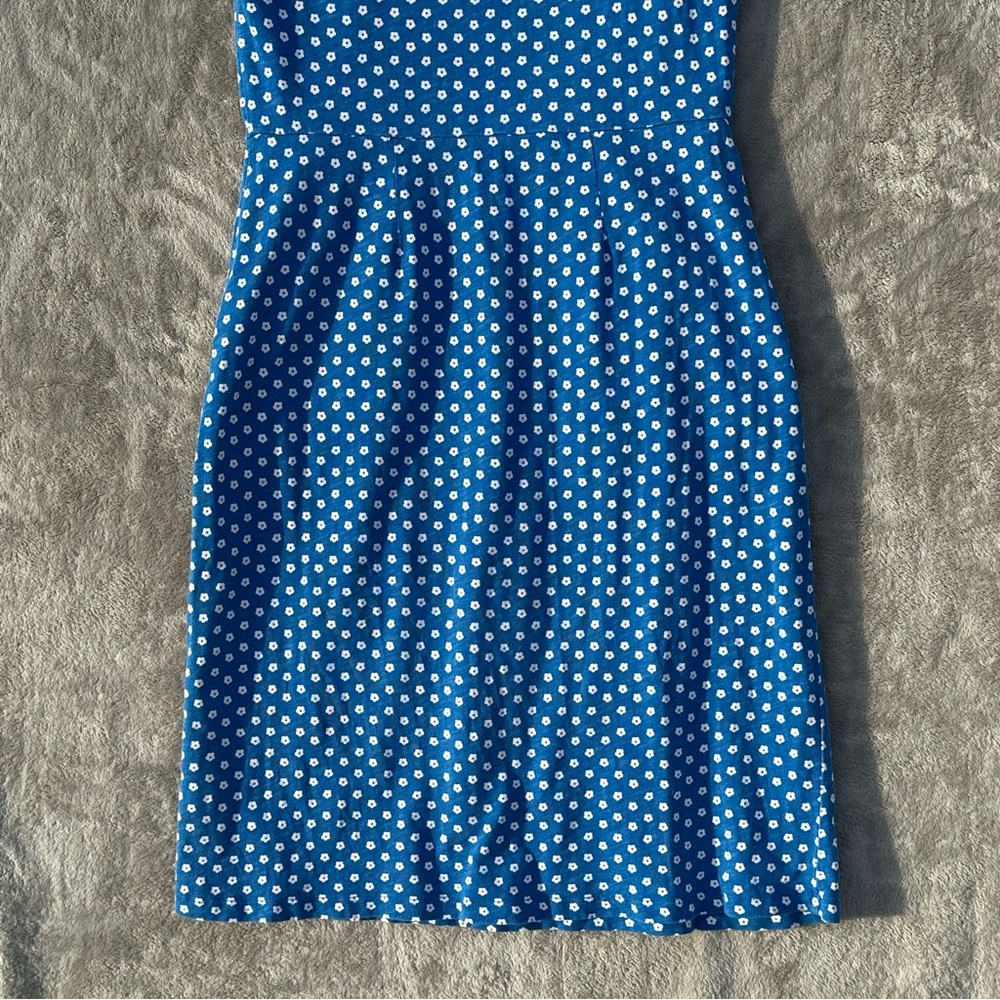 Boden Daisy Print Phoebe Cotton Sheath Dress US 6 Blue Pockets Knee Length Polka - Picture 12 of 15